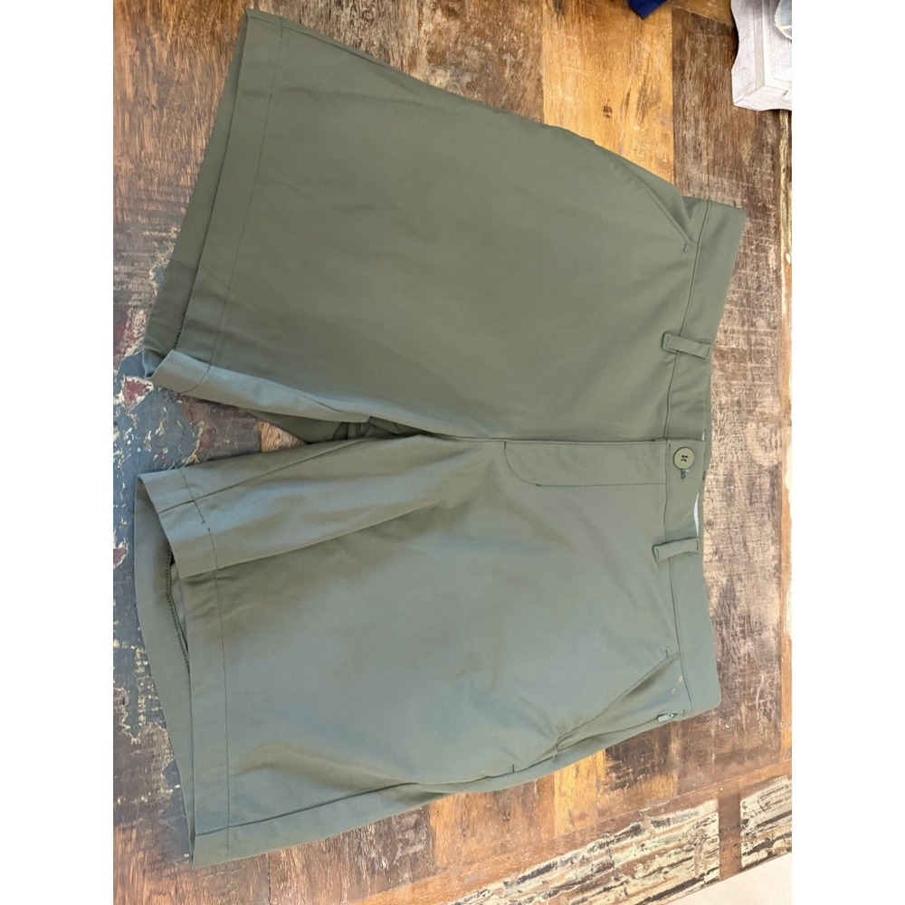FLX Premium Chino Shorts 8" Inseam Mens 38 Comfort Waist Stretch Olive Forest